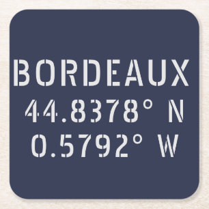 Bordeaux Latitude Longitude Kartonnen Onderzetters