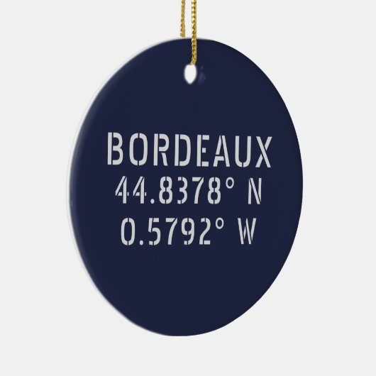 Bordeaux Latitude Longitude  Keramisch Ornament (Rechts)