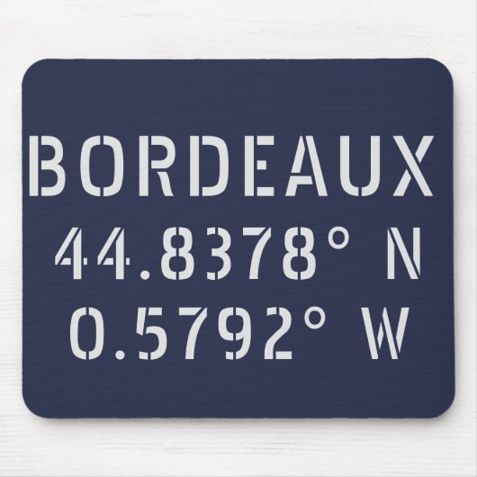 Bordeaux Latitude Longitude Muismat (Voorkant)