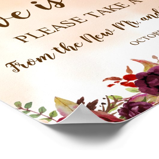 Bordeaux Liefde is zoet Bruiloft Bruidsshower Bord Poster (Hoek)