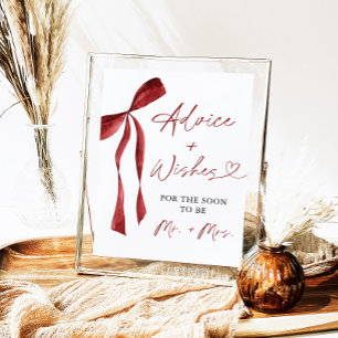 Bordeaux lint bruiloft advies & wensen bord poster
