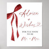 Bordeaux lint bruiloft advies & wensen bord poster (Voorkant)
