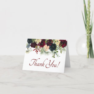 Bordeaux, Marine Bloemen - Bedankkaartjes Bedankkaart