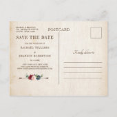 Bordeaux Marine Bloemige Landelijke Opslag Bericht Aankondigingskaart (Achterkant)