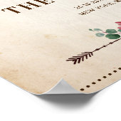 Bordeaux Marine Bloemrijke Rustieke Trouw Welkomst Poster (Hoek)