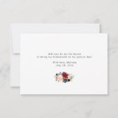 Bordeaux marine bruidsmeisje voorstelkaart kaart (Achterkant)