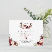 Bordeaux Marsala Bloem Takken Bosbes Save The Date (Staand voorkant)