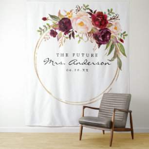 Bordeaux Marsala Future Mrs Bruidsfeest Backdrop Wandkleed