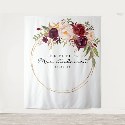 Bordeaux Marsala Future Mrs Bruidsfeest Backdrop Wandkleed (Voorkant)