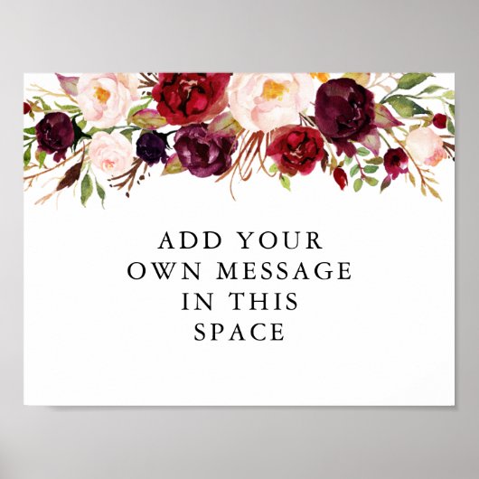 Bordeaux Marsala Vinyl Aangepast bord Poster (Voorkant)