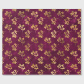 BORDEAUX MET GOUDEN PETERSELIEBLADEREN CADEAUPAPIER (Vlak)