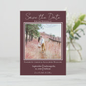 Bordeaux Minimalistische Foto Save The Date (Staand voorkant)
