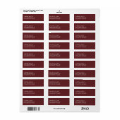 Bordeaux Minimalistische Retouradreslabel Etiket (Full Sheet)