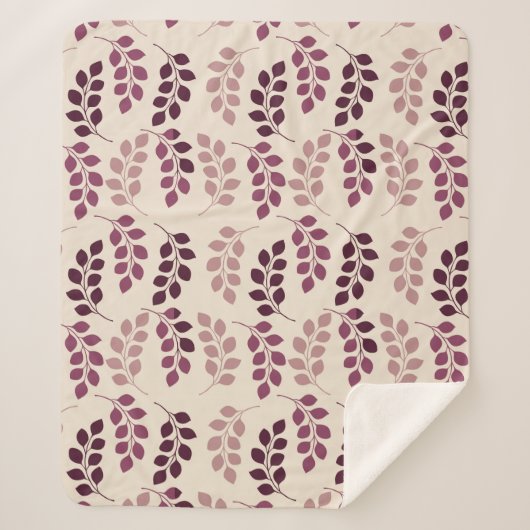 Bordeaux Modern Botanical Japandi Sherpa Deken (Voorkant)