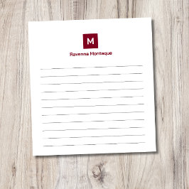 Bordeaux Modern Gelinieerd Chic Trendy Monogram Notitieblok