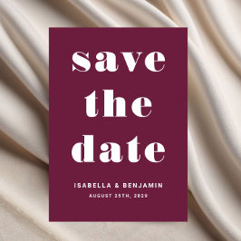 Bordeaux moderne typografie save the date bruiloft