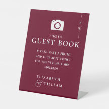 Bordeaux Monogram Foto Gastboek Huwelijk