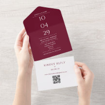 Bordeaux Monogram QR Code Trouwdatum
