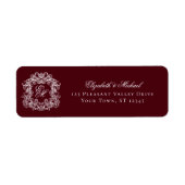 Bordeaux Monogram Trouw Crest Retouradres Etiket (Voorkant)