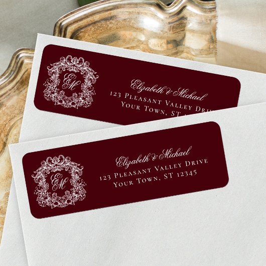 Bordeaux Monogram Trouw Crest Retouradres Etiket