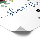 Bordeaux Navy Blauw Blush Deel de Liefde Trouwen Poster (Hoek)