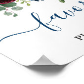 Bordeaux Navy Blauwe Blush Bloemen Favorieten Trou Poster (Hoek)