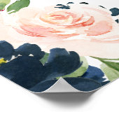 Bordeaux Navy Blauwe Blush Bruiloft Feest Foto Req Poster (Hoek)