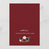 Bordeaux Navy Blauwe Blush Waterverf Bloemen Bruil Save The Date (Achterkant)