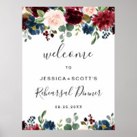 Bordeaux Navy Bloemen Welkom Oefenavond Eetkamer B