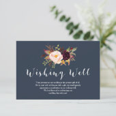 Bordeaux Navy Bloemige Trouw Wensput Informatiekaartje (Staand voorkant)