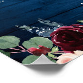 Bordeaux Navy Bloemige Welkom Oefendiner Bord Poster (Hoek)