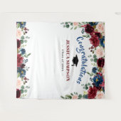 Bordeaux Navy Blush Bloemen Foto Grad Backdrop Wandkleed (Voorkant (horizontaal))