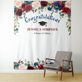 Bordeaux Navy Blush Bloemen Foto Grad Backdrop Wandkleed