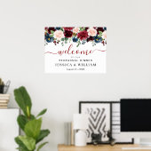 Bordeaux Navy Blush PROEFHuwelijksdiner Welkom Poster (Thuiskantoor)