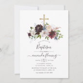 Bordeaux, Navy en Blush Bloemendoop Kaart (Voorkant)