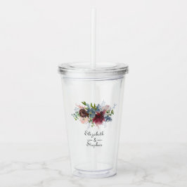 Bordeaux, Navy en Blush Roze Bruiloft Acryl Drinkbeker