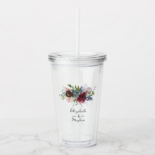 Bordeaux, Navy en Blush Roze Bruiloft Acryl Drinkbeker