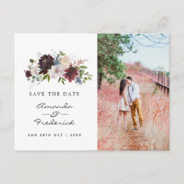Bordeaux Navy en Blush Roze Trouw Save the Date Briefkaart