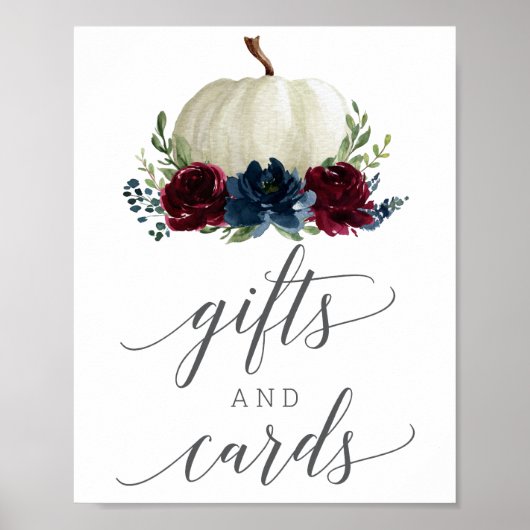 Bordeaux-navy-pompoen Geschenken- en Kaartenbord Poster (Voorkant)