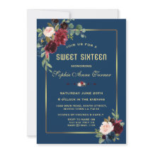 Bordeaux Navyblauw Bloemmotief Gouden Lijst Sweet 
