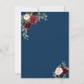 Bordeaux Navyblauw Bloemmotief Gouden Oefendiner Kaart (Achterkant)