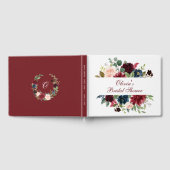 Bordeaux Navyblauw Blush Bloemachtige Bruiloftssho Gastenboek (Volledig)