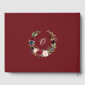 Bordeaux Navyblauw Blush Bloemachtige Bruiloftssho Gastenboek (Achterkant)