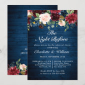 Bordeaux Navyblauw Blush Bloemen PROEFHuwelijk DIN Kaart (Voorkant / Achterkant)