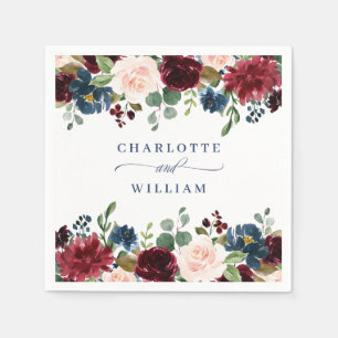 Bordeaux Navyblauw Blush Bloemrijk Landelijke Trou Servet
