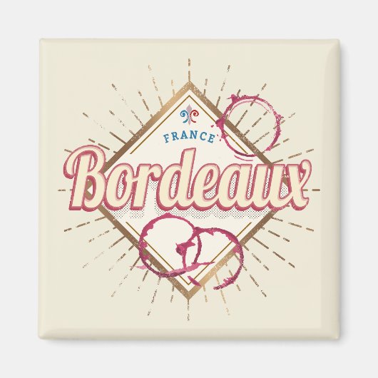Bordeaux Nouvelle-Aquitaine France Retro Wine Magneet (Voorkant)