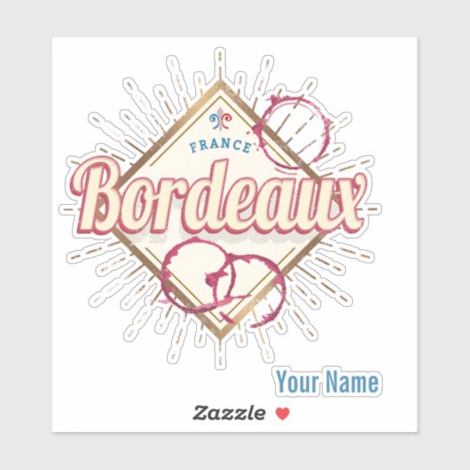 Bordeaux Nouvelle-Aquitaine France Retro Wine Sticker (Vel)