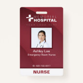 Bordeaux Nurse ID-badge met foto en barcode Badge (Voorkant)