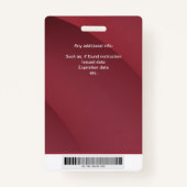 Bordeaux Nurse ID-badge met foto en barcode Badge (Achterkant)