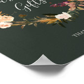 Bordeaux Oranje Bloemige Groene Kaarten en Cadeaus Poster (Hoek)